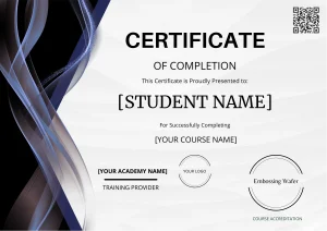 Swirl Style Certificate of Course Completion